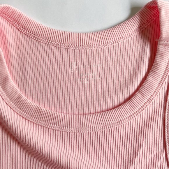 Ribbed High Neck Tank Top, Pink, Juniors, Lightweight - Picture 9 of 9